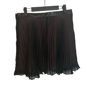 BCBGENERATION Pleated Overlay Leather Trim Skirt